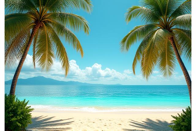 Serene tropical beach with palm trees and turquoise water